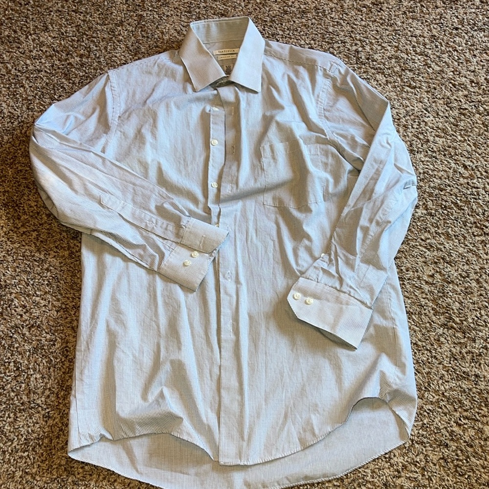 Van Heusen Men Dress Shirt 👔 Regular Fit 15-15 1/2 (32-33) Wrinkle Free